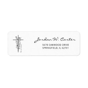Easter Floral Cross He is Risen Minimal Black Return Address Label