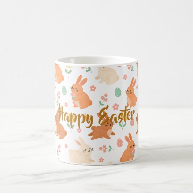 Easter floral egg bunny pattern coffee mug (Center)