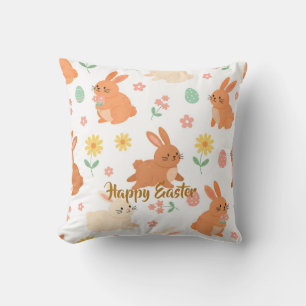 Easter floral egg bunny pattern cushion