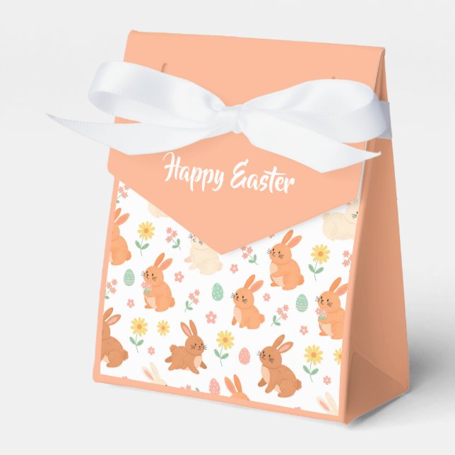Easter floral egg bunny pattern favour box (Front Side)