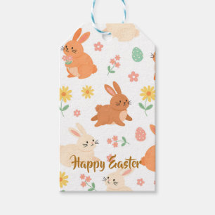 Easter floral egg bunny pattern gift tags