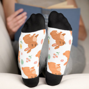 Easter floral egg bunny pattern socks