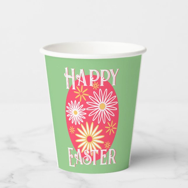 Easter Floral Modern Happy Easter Paper Cups (Front)
