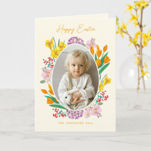 Easter floral photo holiday card