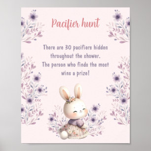 Easter Floral Pink Baby Shower Game Pacifier hunt Poster