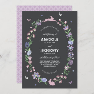 Easter Floral Wreath Wedding Invitation