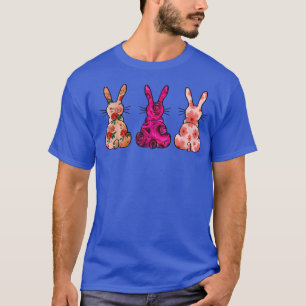 Easter Flower Pattern Bunny Trio Rabbit Easter Bun T-Shirt