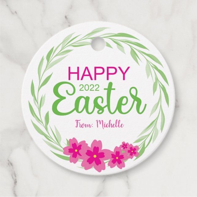 Easter Flower Round Favour Tags (Front)