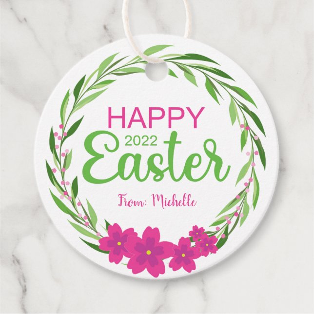 Easter Flower Round Favour Tags (Front)