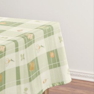 Easter Flower Yellow Green Plaid Pattern Tablecloth