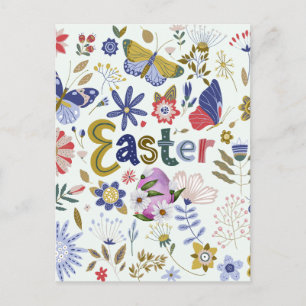 Easter Flowers and Butterflies Nature   Postcard