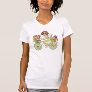 Easter Flowers Bicycle with Lab Puppies T-Shirt