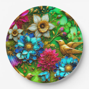 EASTER FLOWERS BIRDS 3D ~ Decorated~  Paper Plate