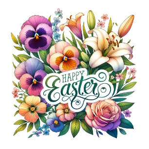 Easter Flowers Cheerful Floral Display Sheet of Classic Round Sticker