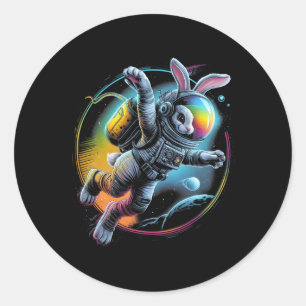 Easter Flying Galaxy Space Bunny Rabbit In Astrona Classic Round Sticker