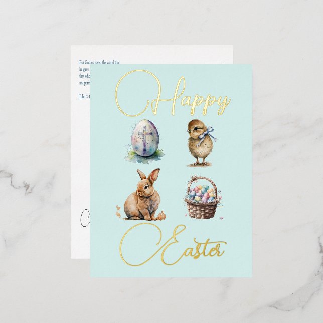 Easter Foil Holiday Post Card (Front/Back)
