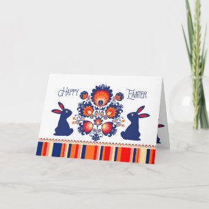 Easter Folklore with 2 blue bunnies 🐰 Custom Text Card