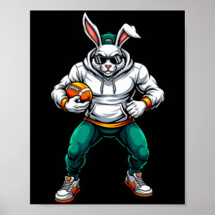 Easter Football Bunny Cool Sports Holiday Design Poster
