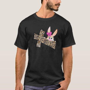 Easter For Christian He's Risen Leopard Bunny Fait T-Shirt