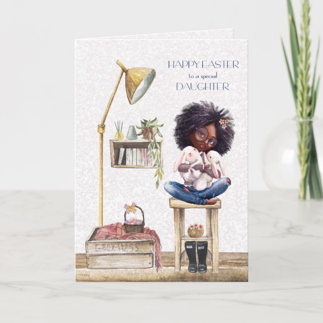 Easter for Daughter African American Girl Card (Front)