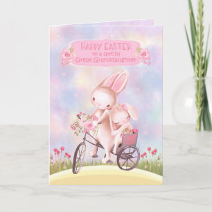 Easter for Great Granddaughter Bunnies on a Bike Card