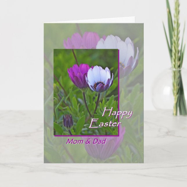 Easter for Mum and Dad Purple Flowers Holiday Card (Front)