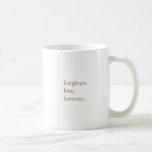 Easter forgiven minimalist modern monogram custom coffee mug<br><div class="desc">Simple,  minimalist,  modern tan/gold and black monograph.  Customise the monogram letter and name.  Minimalist Easter forgiveness theme. "forgiven. free. forever." text can be edited.  White mug with black and tan makes a great encouragement and spiritual gift.  Christian freedom mug.</div>