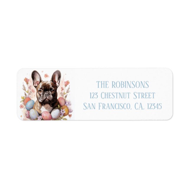 Easter French Bulldog Eggs and Flowers -   Return Address Label (Front)