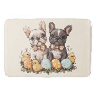 Easter French Bulldogs Bath Mat