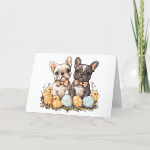 Easter French Bulldogs Holiday Card