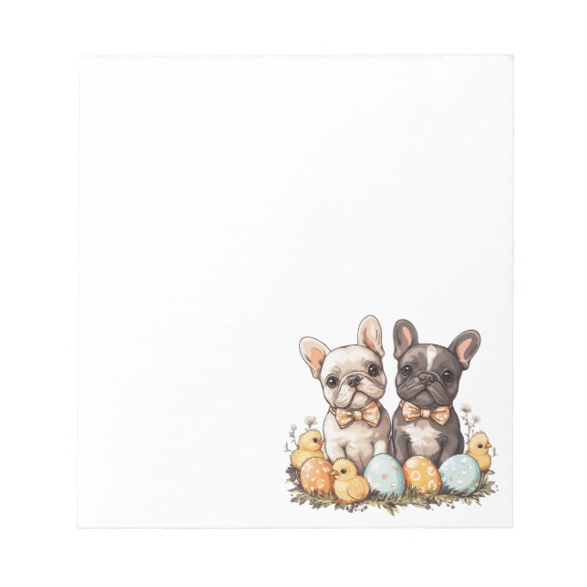 Easter French Bulldogs Notepad (Front)