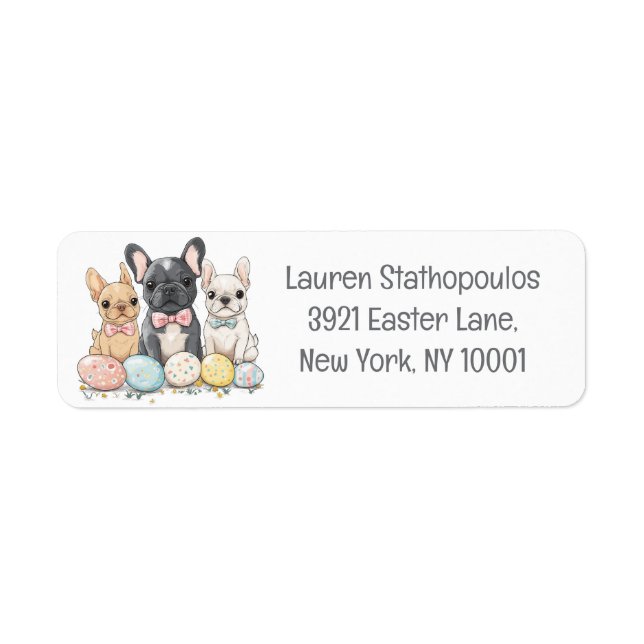 Easter French Bulldogs Return Address Label (Front)