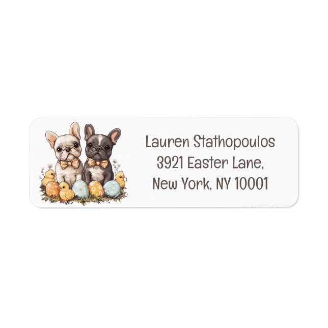 Easter French Bulldogs Return Address Label (Front)