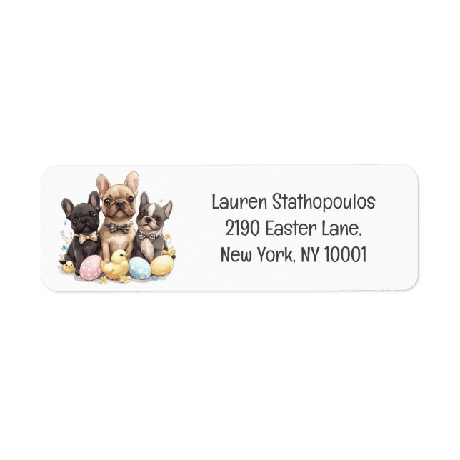 Easter French Bulldogs Return Address Label (Front)