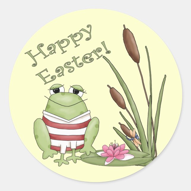 Easter Frog T shirts and Easter Gifts Classic Round Sticker (Front)