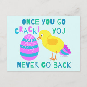Easter Funny Chick Egg Crack Cartoon Humour Holiday Postcard