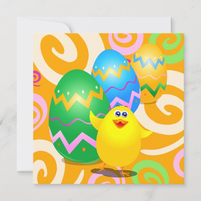 Easter funny chick, invitation (Front)