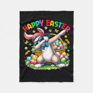 Easter Funny Dabbing Bunny Happy Easter Men Women Fleece Blanket