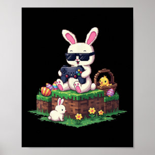 Easter Gamer Bunny Boys Kids Men Teens Video Game Poster