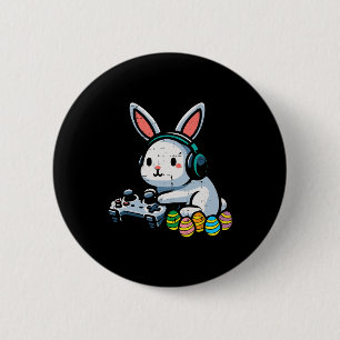 Easter Gamer Bunny Rabbit Video Game Men Boys Kids 6 Cm Round Badge