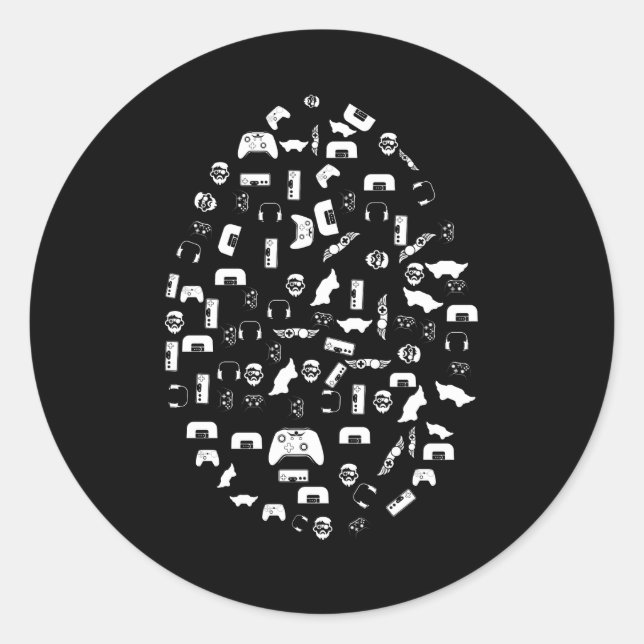 Easter Gamer Gaming Boy Love Easter Eggs Classic Round Sticker (Front)