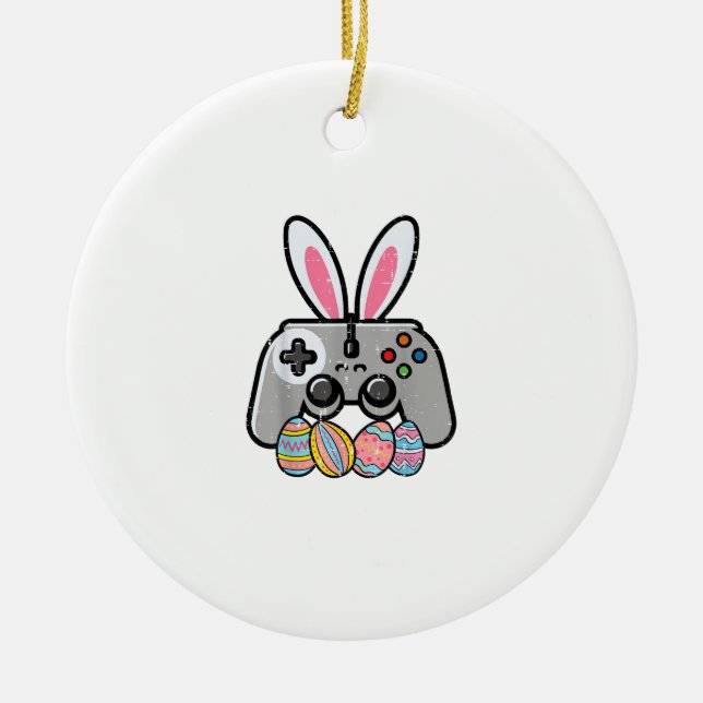 Easter Gaming Controller Bunny Ears Boys Kids Yout Ceramic Ornament (Front)