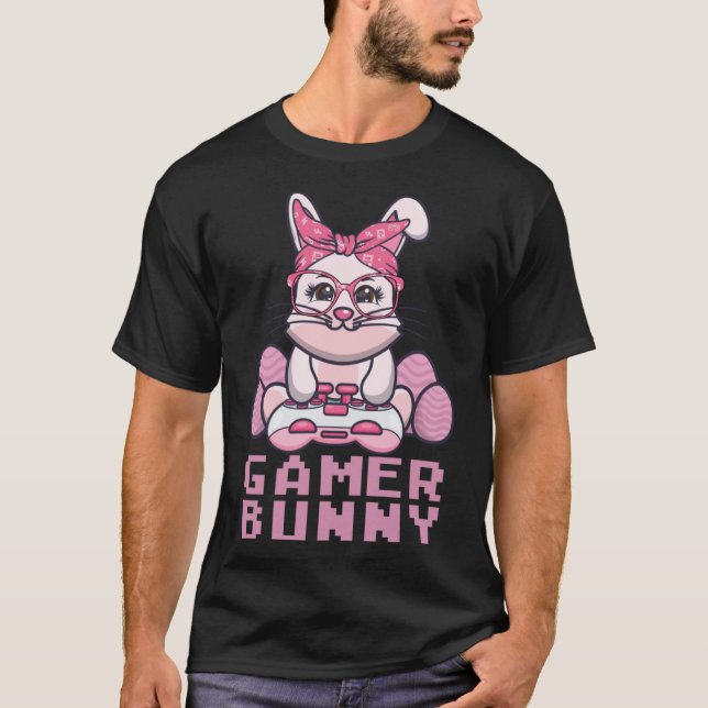 easter gaming gamer video games bunny eggs hunting T-Shirt (Front)