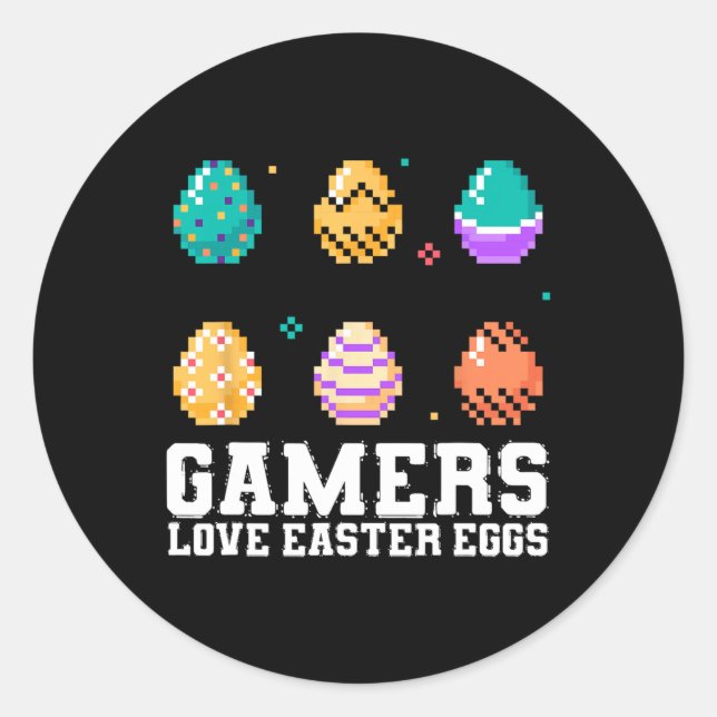 Easter Gaming Gamers Love Easter Eggs Video Gamer  Classic Round Sticker (Front)