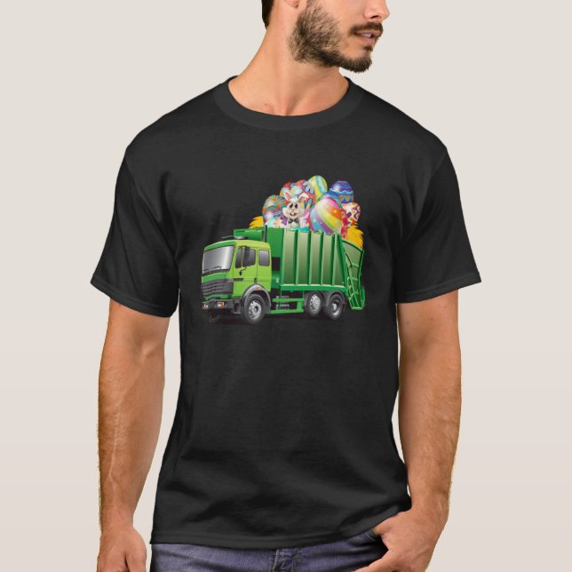 Easter Garbage Truck Eggs Funny Easter Day For Boy T-Shirt (Front)