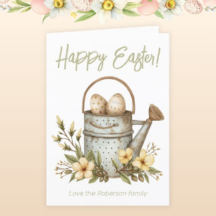 Easter Garden Flowers Sage Holiday Card