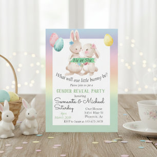 Easter Gender Baby Reveal Party Spring Bunny Invitation