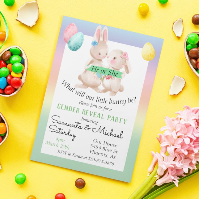 Easter Gender Baby Reveal Party Spring Bunny Invitation (Creator Uploaded)