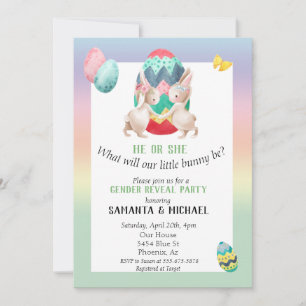 Easter Gender Baby Reveal Party Spring Bunny Invitation