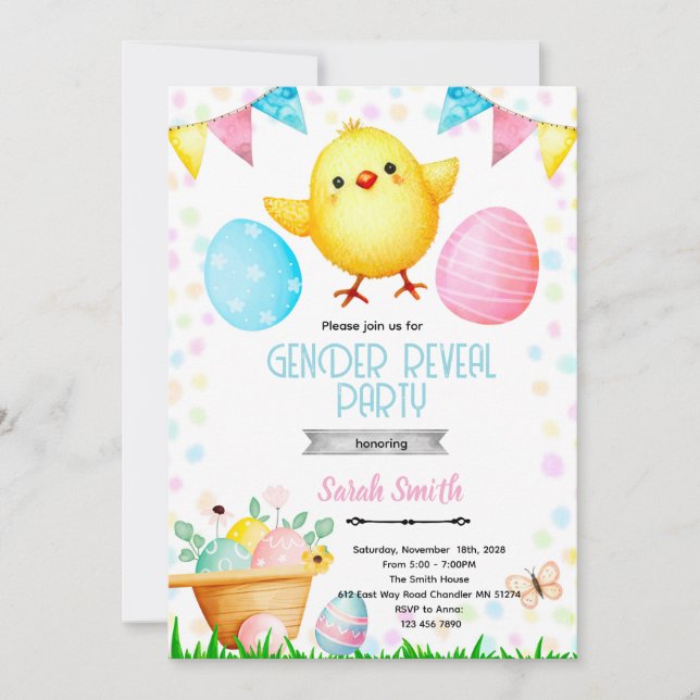 Easter Gender Reveal Party Invitation (Front)